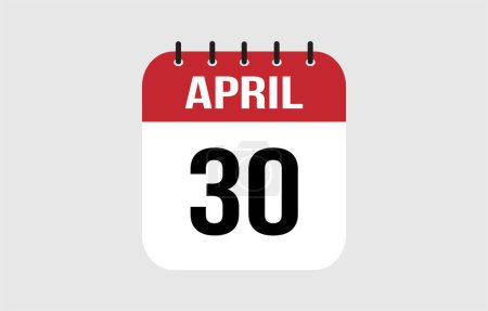 30 April Calendar. April Calendar Vector Illustration.