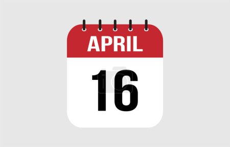 16 April Calendar. April Calendar Vector Illustration.