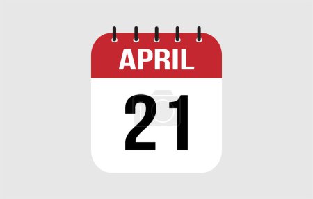 21 April Calendar. April Calendar Vector Illustration.