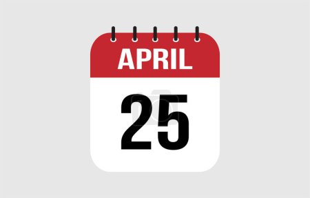 25 April Calendar. April Calendar Vector Illustration.