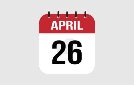 26 April Calendar. April Calendar Vector Illustration.