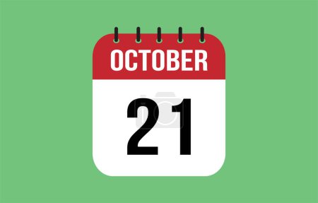 21 October Calendar. October Calendar Vector Illustration.