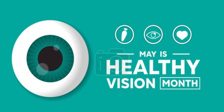 Healthy Vision Month. Eye, carrot and heart. Great for cards, banners, posters, social media and more. Green background.