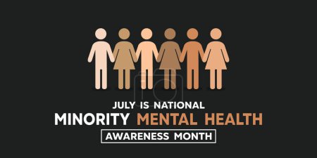 National Minority Mental Health Month. People icon. Great for cards, banners, posters, social media and more. Black background.