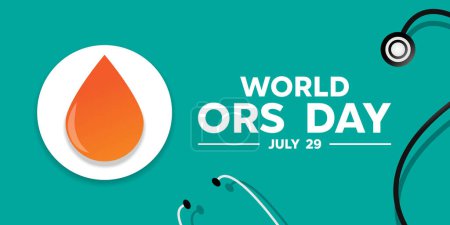 World Ors Day. Ors and stethoscope. Great for cards, banners, posters, social media and more. Green background.