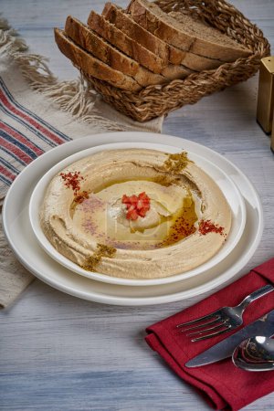 Photo for Picture of hummus with appetizer - Royalty Free Image