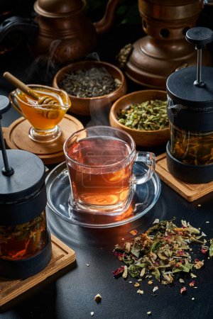 Photo for Turkish herbal tea with honey - Royalty Free Image