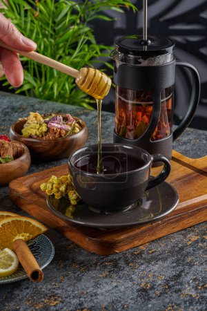 Turkish herbal tea with honey