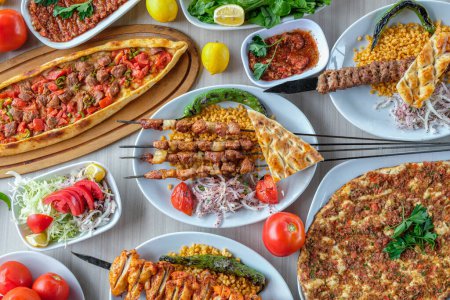 Photo for Various meat dishes and Turkish pastries - Royalty Free Image