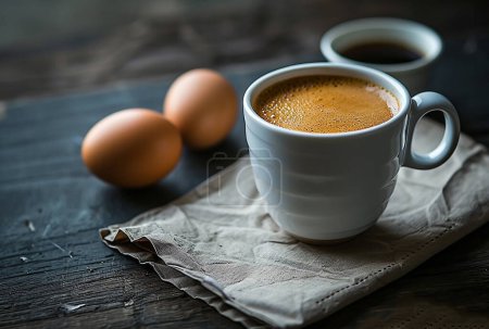 - Frühstück mit Kaffee und Eiern, generative ai