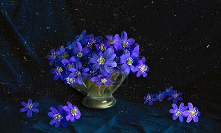 - still life with blue flowers in vase
