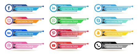 Téléchargez les illustrations : Stock Sensation : Lower Third Graphics pour les icônes des médias sociaux et les icônes des sites sociaux - en licence libre de droit