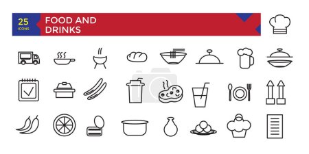 Alimentation et boissons icônes fast street food illustration collection