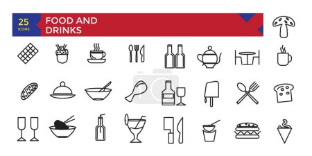Illustration for Food and drink icons fast street food illustration collection - Royalty Free Image