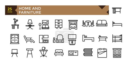 Universal Home and furniture icons set interior symbols collection