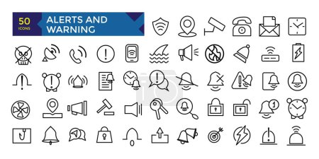 Ilustración de Alertas y Advertencia set line icon pack symbol collection - Imagen libre de derechos