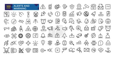 Alerts and Warning set line icon pack symbol collection