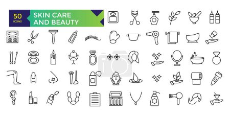 Skin Care and Beauty icon set line icon pack symbol collection