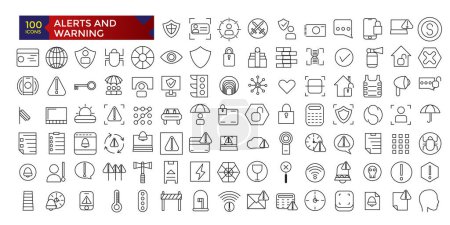 Alerts and warning signs set line icons set for mobile ux/ui kit