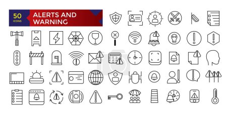 Alerts and warning signs set line icons set for mobile ux/ui kit
