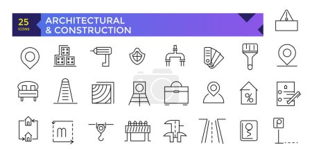 Architecture and construction line design icon pack vector icons collection