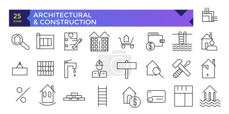 Sammlung von Vektor-Symbolen für Architektur und Baulinien