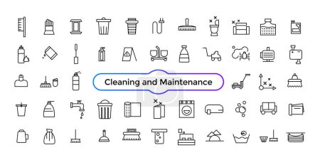 Cleaning and Maintenance Icons Pack on Housing and Communal Services Cleaning Service Icon Collection.