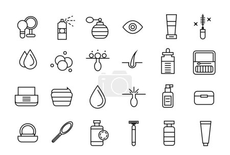 Cosmetics and beauty icons set. Set of decorative cosmetics skin and face care vector icons collection.