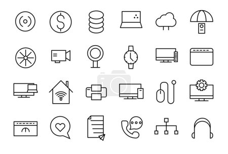Device and technology line icon set. Electronic devices and gadgets outline icons collection for web and mobile app.