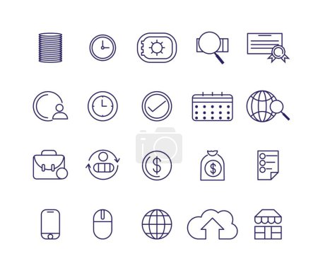 Office business icon set computer universal web icons collection
