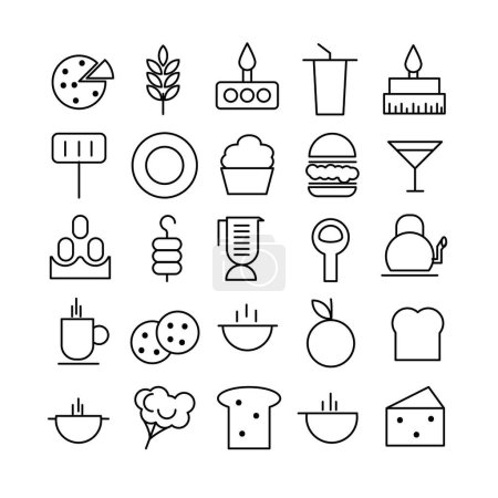 Vector icons set about food and drink restaurants fast food