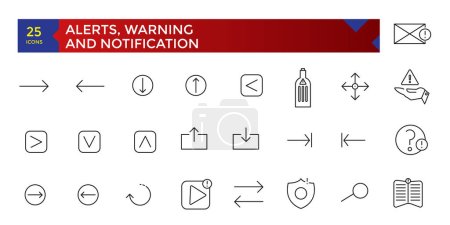 Conjunto de alertas e iconos relacionados con la advertencia conjunto, colección de iconos ui