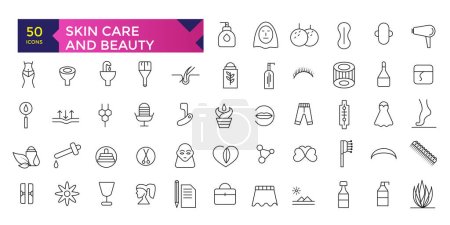 Skincare and cosmetology beauty therapy and healthcare icon set collection