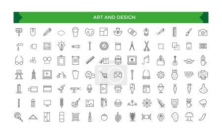Art and design icons set, graphic draw squares design pencil ui icons collection