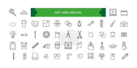 Ilustración de Conjunto de iconos de arte y diseño, dibujos gráficos cuadrados diseño lápiz ui iconos colección - Imagen libre de derechos