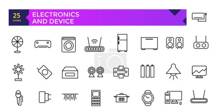 Electronics and Device and technology line icon set. Electronic devices and gadgets, computer, equipment and electronics. 