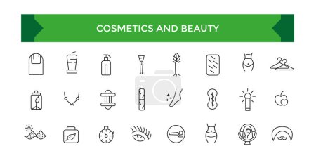 Cosmetics and beauty line icons collection. Big UI icon set in a flat design. Thin outline icons pack. Vector illustration