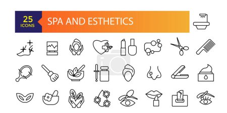 Beauty and Spa icon. Cosmetics services icons for ui. Spa treatments, skin care,Wellness, relaxation, health, exercise, yoga, spa, diet, wellbeing.