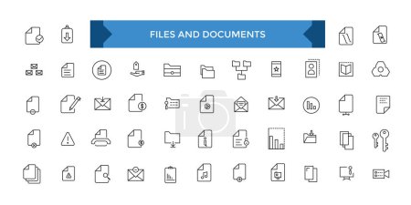 Files and Documents icon set. Office and Workplace web icons in line style. Employe, conference, project, document, business, work, support