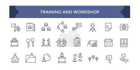 Sammlung von Symbolen aus der Ausbildungslinie. Set von Vektorzeilensymbolen für die betriebliche Ausbildung für moderne Konzepte.