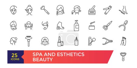Ilustración de Set de iconos de Spa y Estética. Bienestar, relajación, salud, ejercicio, spa, dieta, bienestar, colección de iconos. - Imagen libre de derechos