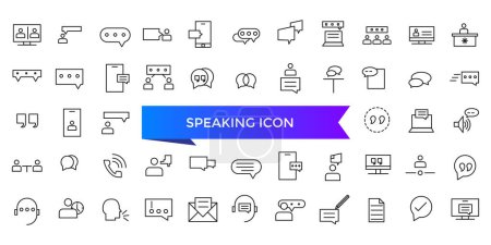 Hablando de colección de iconos. Colección de iconos de comunicación. discusión, burbuja del habla, hablar, consulta y conjunto de iconos de conversación.