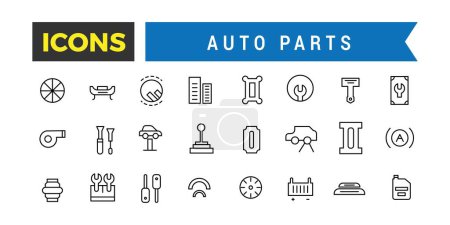 Illustration for Auto Parts Icon Set, Car Part Vector Icons, Set Vector Line Icons With Open Path Car Service, Auto Repair And Transport With Elements For Mobile Concepts And Web Apps, Vector Illustration - Royalty Free Image