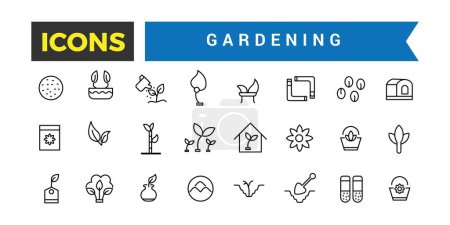 Gardening, Garden Tools And Buildings Icons Set, Set Of Power Tools, Greenhouse, Garden Chair, Tent, Bench, Lawnmower, Trimmer, Fence, Gate, Pool, Flowerpot Vector Icon, Vector Illustration