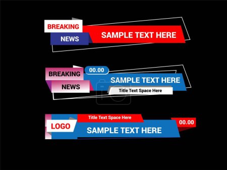 Lower Third Design Business Channel Graphics. Lower Third TV News Bars Set. World news bar lower third tv header, headlines display essential information on television broadcasts.