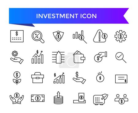 Investment icon collection. Related to investor, mutual fund, ascollection, risk management, economy, financial gain, interest and stock icons.