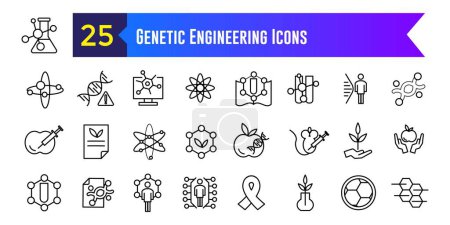 Ensemble d'icônes du génie génétique. Aperçu ensemble d'icônes vectorielles de génie génétique pour la conception ui. Aperçu de la collection d'icônes. Course modifiable.