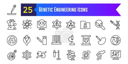 Ensemble d'icônes du génie génétique. Aperçu ensemble d'icônes vectorielles de génie génétique pour la conception ui. Aperçu de la collection d'icônes. Course modifiable.