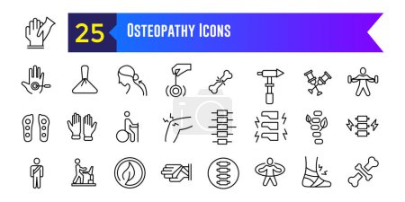 Ensemble d'icônes d'ostéopathie. Aperçu ensemble d'icônes vectorielles d'ostéopathie pour la conception ui. Aperçu de la collection d'icônes. Course modifiable.