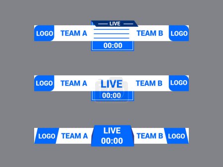 Sport Lower Thirds Template for Scoreboard Broadcast. Set lower thirds for banner Bars.